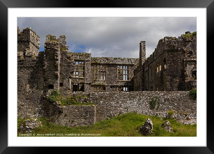 Back view of Carew Castle in Pembrokeshire Framed Mounted Print by Jenny Hibbert