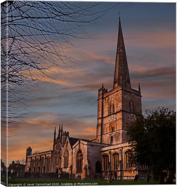 Cotswolds Iconic Sunset Church Canvas Print by Janet Carmichael