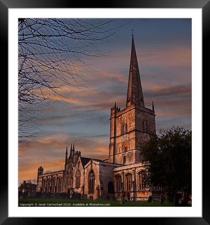 Cotswolds Iconic Sunset Church Framed Mounted Print by Janet Carmichael