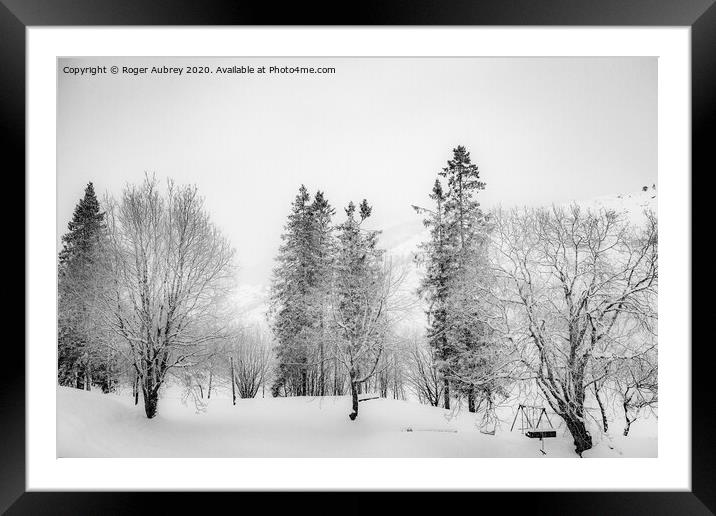 Snow covered trees, Norway Framed Mounted Print by Roger Aubrey