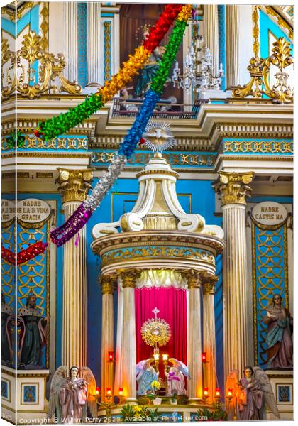 Colorful Basilica Altar Church of Immaculate Concepcton Puebla M Canvas Print by William Perry