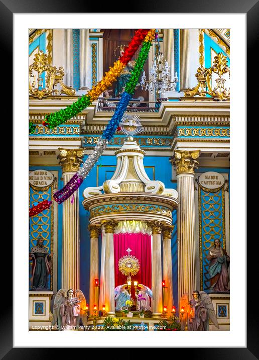 Colorful Basilica Altar Church of Immaculate Concepcton Puebla M Framed Mounted Print by William Perry