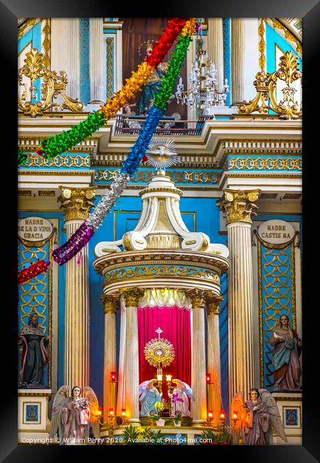 Colorful Basilica Altar Church of Immaculate Concepcton Puebla M Framed Print by William Perry