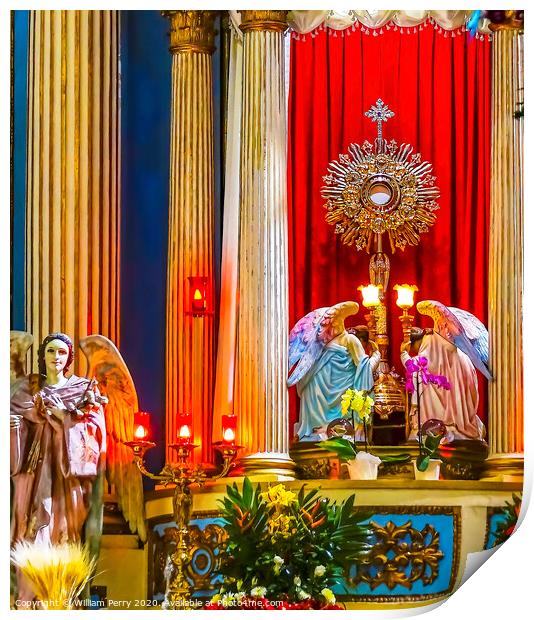 Colorful Angels Altar Church of Immaculate Concepcton Puebla Mex Print by William Perry