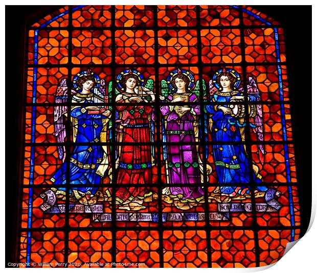 Angels Drums Pipes Stained Glass Mission Dolores San Francisco C Print by William Perry