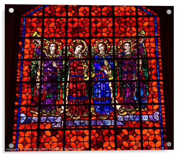 Colorful Angels with Musical Instruments Stained Glass Mission D Acrylic by William Perry