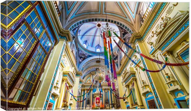Colorful Basilica Altar Ceiling Church of Immaculate Concepcton Canvas Print by William Perry