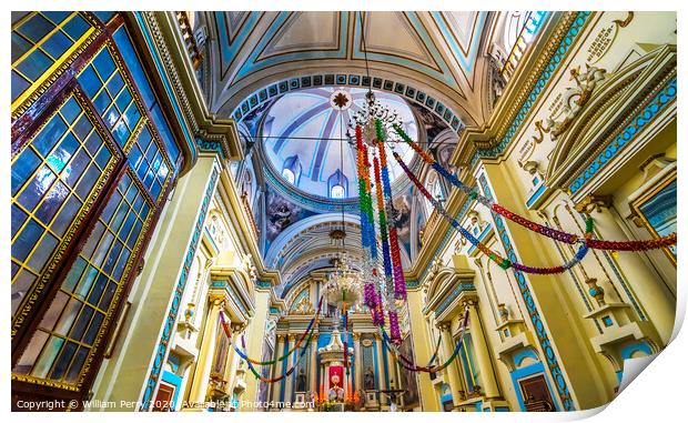 Colorful Basilica Altar Ceiling Church of Immaculate Concepcton Print by William Perry