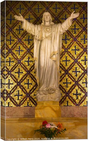Jesus Statue Flowers Mission Dolores San Francisco California Canvas Print by William Perry