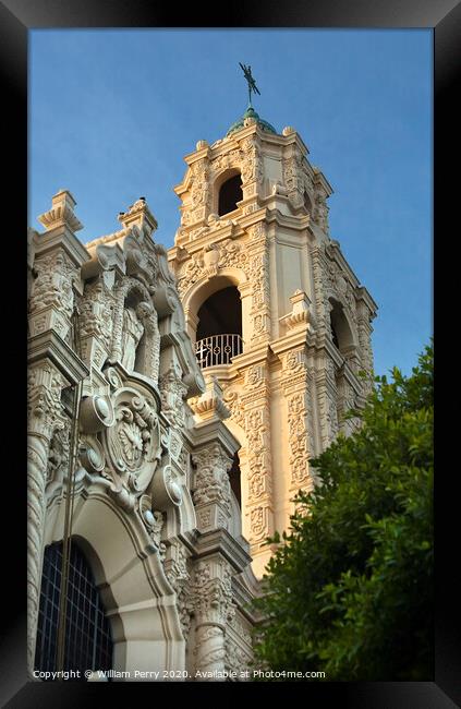 Front Ornate Steeple Mission Dolores San Francisco California Framed Print by William Perry