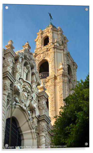 Front Ornate Steeple Mission Dolores San Francisco California Acrylic by William Perry