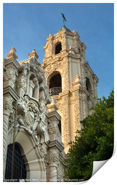 Front Ornate Steeple Mission Dolores San Francisco California Print by William Perry