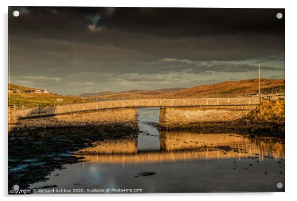 Burra Bridge in Shetland reflections Acrylic by Richard Ashbee