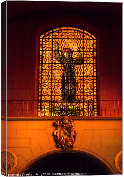 Saint Francis Stained Glass Mission Dolores San Francisco California Canvas Print by William Perry