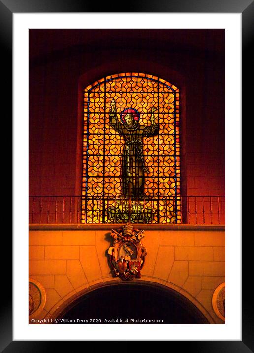 Saint Francis Stained Glass Mission Dolores San Francisco California Framed Mounted Print by William Perry