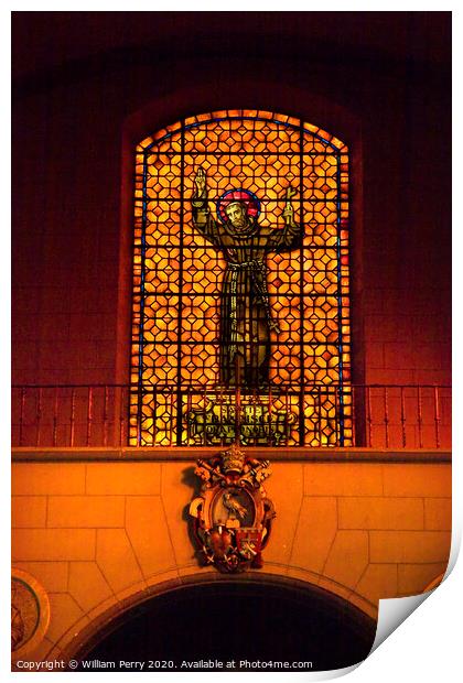 Saint Francis Stained Glass Mission Dolores San Francisco California Print by William Perry
