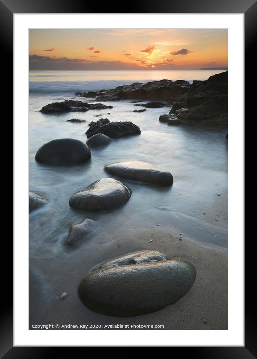 Sunset at Praa Sands Framed Mounted Print by Andrew Ray