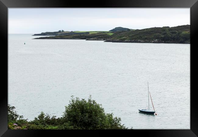 Boat moored in Glandore harbour, County Cork Irela Framed Print by Phil Crean