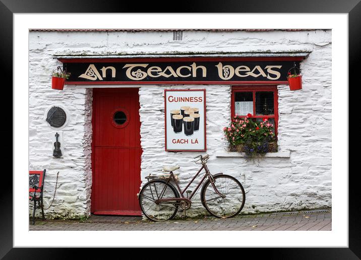 Bicycle outside pub, West Cork, Ireland Framed Mounted Print by Phil Crean