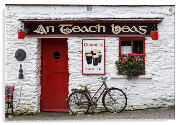 Bicycle outside pub, West Cork, Ireland Acrylic by Phil Crean
