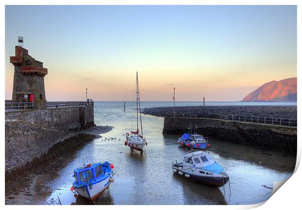 Lynmouth Harbour Sunset Print by Mike Gorton