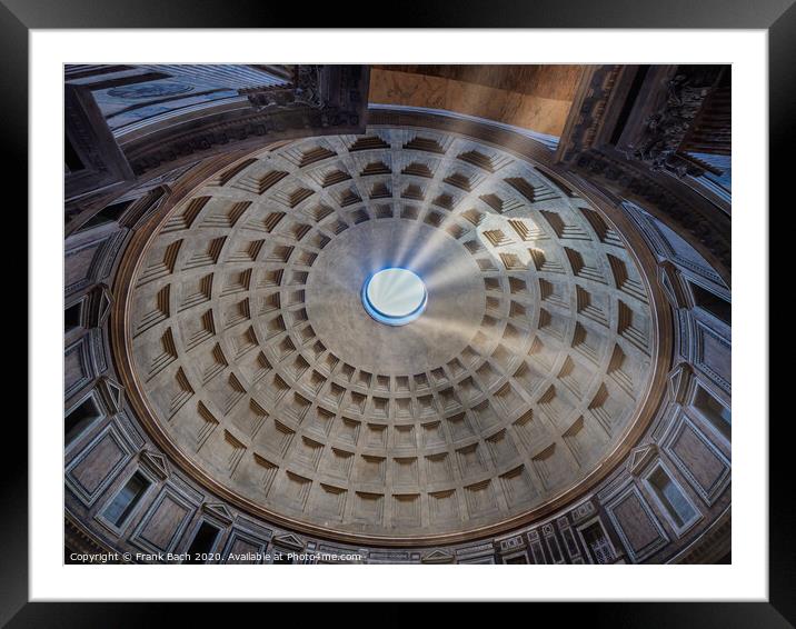 Pantheon roof in Rome with sunrays, Italy Framed Mounted Print by Frank Bach