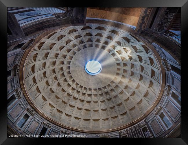 Pantheon roof in Rome with sunrays, Italy Framed Print by Frank Bach