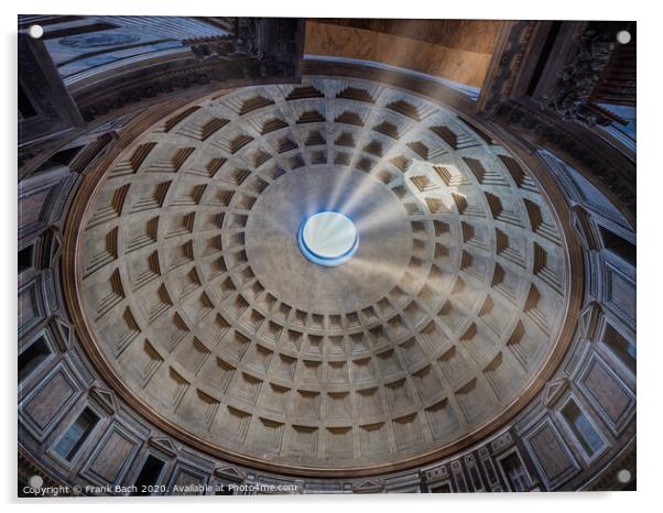 Pantheon roof in Rome with sunrays, Italy Acrylic by Frank Bach