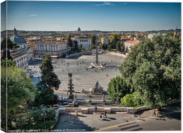 Piazza popolo in the center of Rome, Italy Canvas Print by Frank Bach