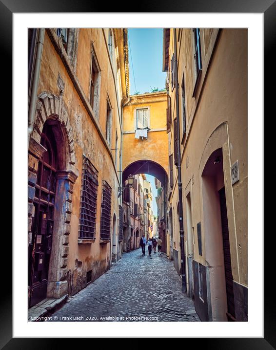 Small narrow streets near Campo dei Fiori, Rome Italy Framed Mounted Print by Frank Bach