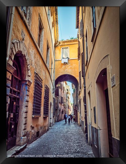Small narrow streets near Campo dei Fiori, Rome Italy Framed Print by Frank Bach