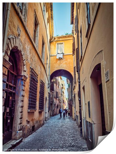 Small narrow streets near Campo dei Fiori, Rome Italy Print by Frank Bach