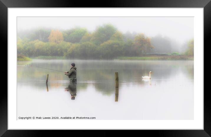 The Swan and the Fisherman  Framed Mounted Print by Malc Lawes