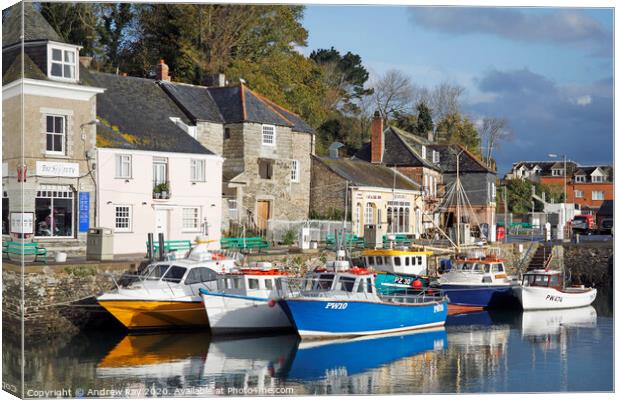 Boats at Padstow Canvas Print by Andrew Ray