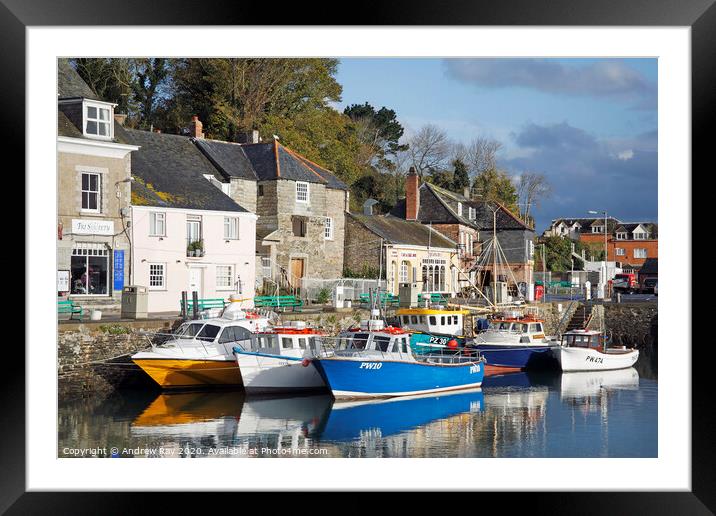 Boats at Padstow Framed Mounted Print by Andrew Ray