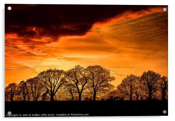 Kentish Winter Sunset Acrylic by John B Walker LRPS