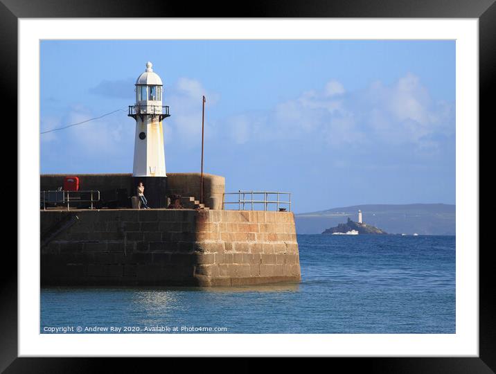 Two Lighthouses (St Ives) Framed Mounted Print by Andrew Ray