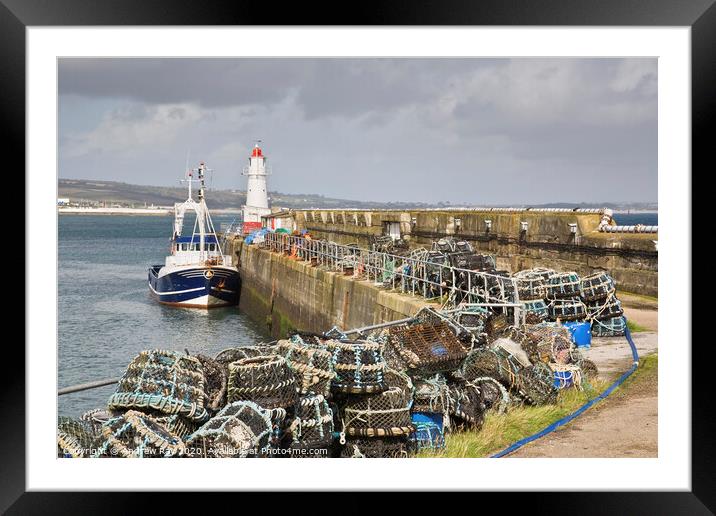 Newlyn Pier Framed Mounted Print by Andrew Ray