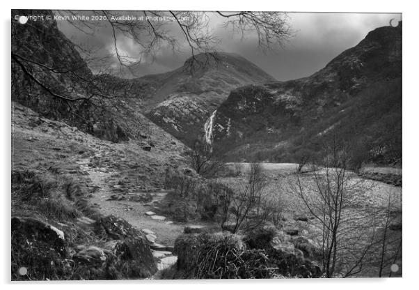 Steall Falls in monochrome Scotland Acrylic by Kevin White