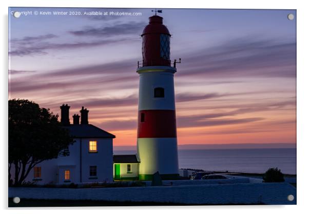 Souter lighthouse at Sunset Acrylic by Kevin Winter
