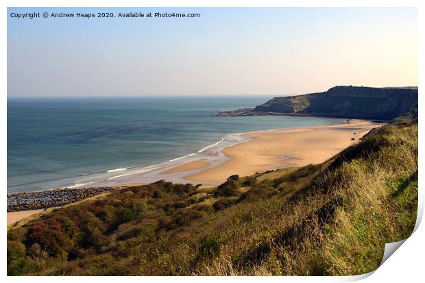 Cayton bay beach in Scarborough Print by Andrew Heaps
