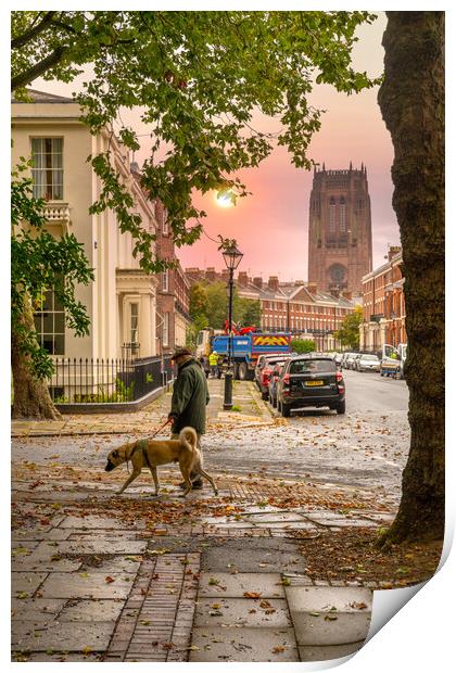 The Georgian area of Falkner Square, Liverpool in Autumn Print by Dave Wood