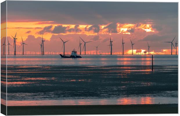 Liverpool Bay Sunset Canvas Print by Dave Wood