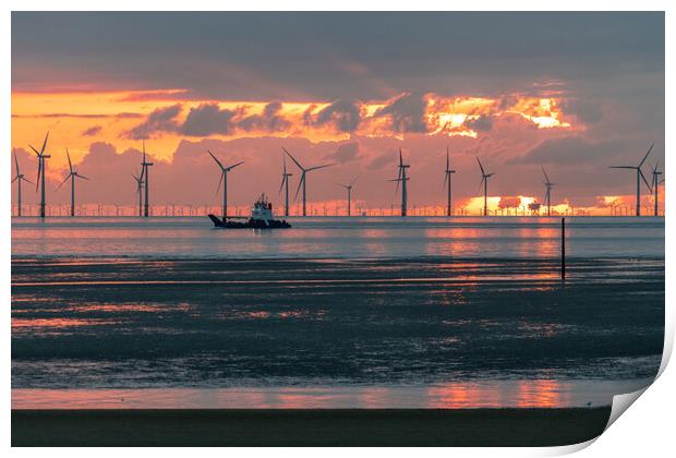 Liverpool Bay Sunset Print by Dave Wood