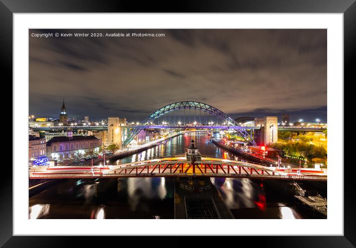 Swing and Tyne bridges Framed Mounted Print by Kevin Winter