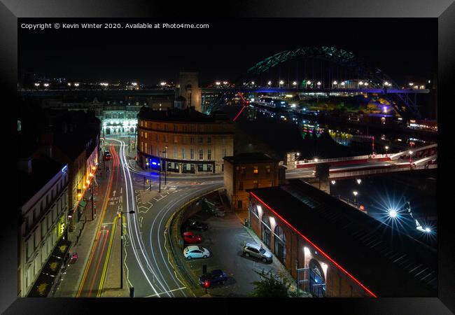 Newcastle Traffic trails Framed Print by Kevin Winter