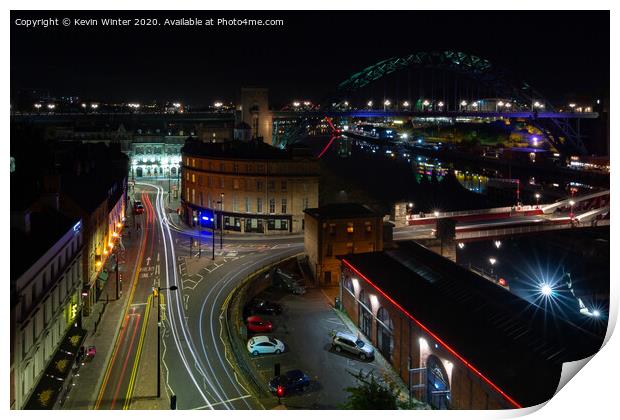 Newcastle Traffic trails Print by Kevin Winter