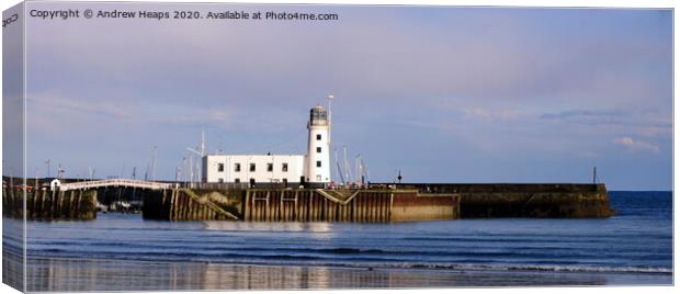 Lighthouse in Scarborough. Canvas Print by Andrew Heaps