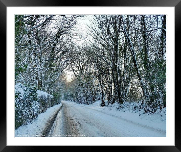 Frozen Praze Road, Leedstown, Cornwall Framed Mounted Print by Rika Hodgson