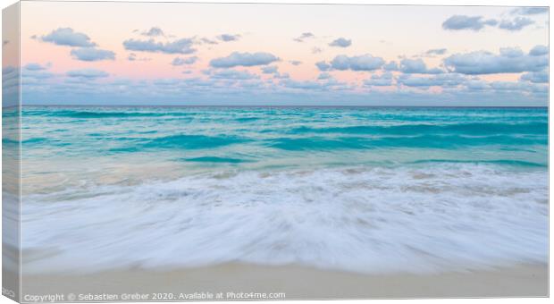 Cancun Beach Sunset Canvas Print by Sebastien Greber